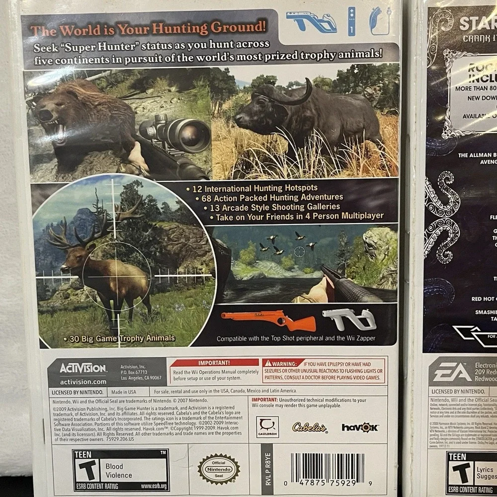 Wii Games Cabela's Big Game Hunter 2010 Nintendo Rock Band 2 Smack Down Raw 2008